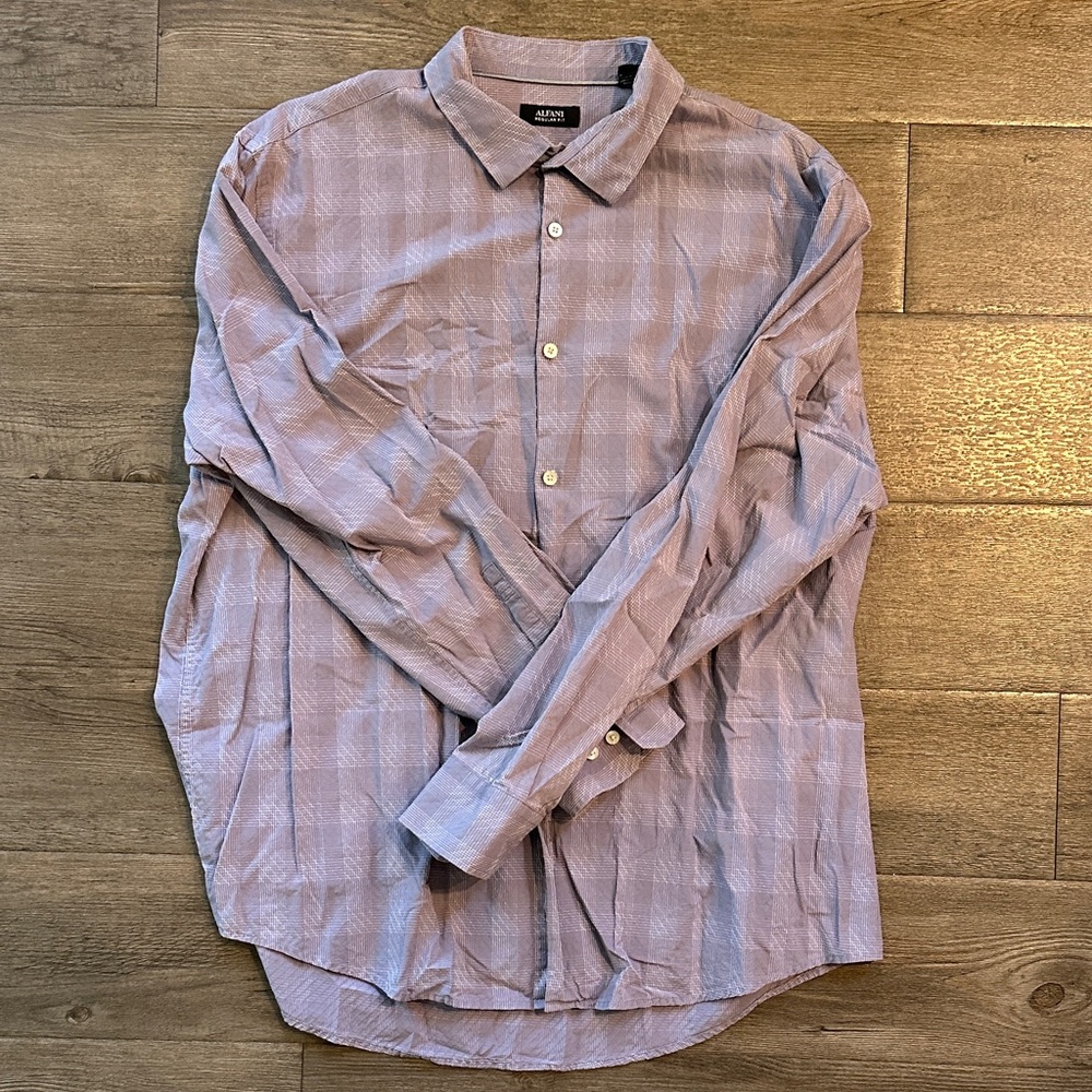 Alfani Lavender Casual Button-Down Shirt